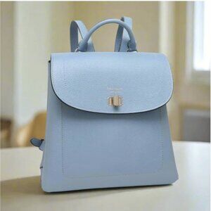 Kate Spade Essential Medium Backpack Blue Leather Turnlock Flap Bag